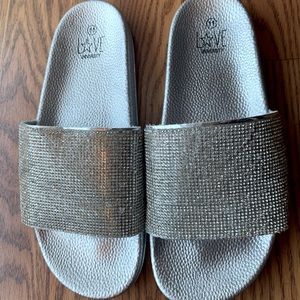 Never worn! Bling diamond slides!